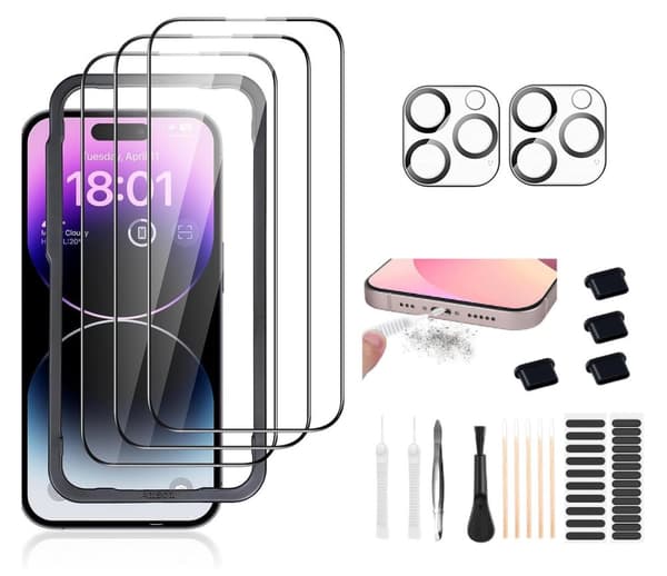 8 kappaleen iPhone 15 Pro Max karkaistu lasisuojapaketti Linssisuojus Puhdist iPhone 7/8