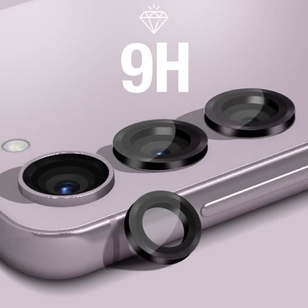 Kamerafilm för Galaxy S23 och S23 Plus - AVIZAR - 9H härdat glas - Svart kontur