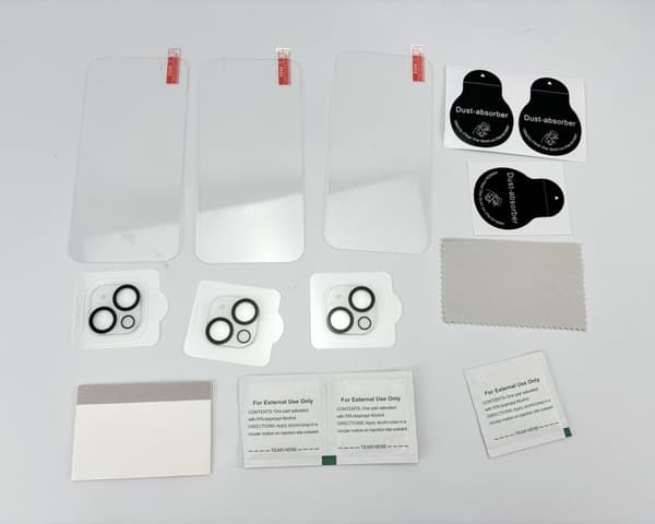 INF 3-pak iPhone 15 skjermbeskytter og 3-pak kameralinsebeskytter iPhone 15