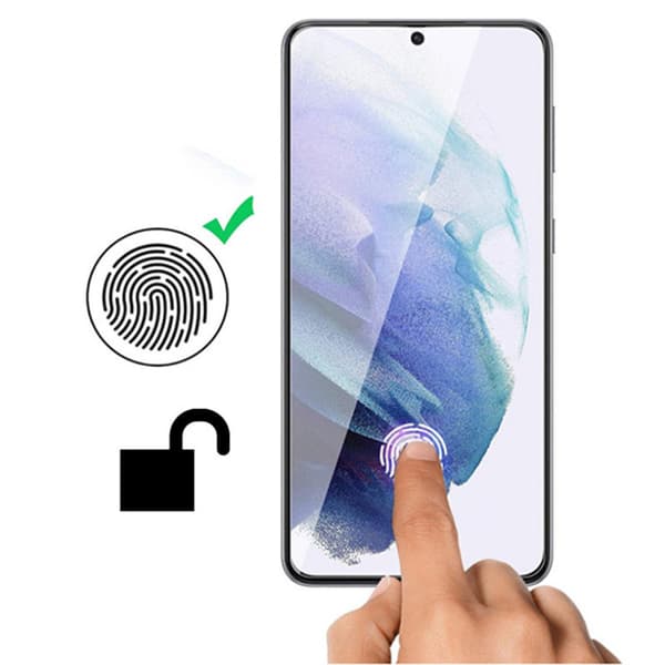 Skärmskydd i härdat glas stödjer fingeravtrycksupplåsning 3-pack Samsung Galaxy S21 Plus