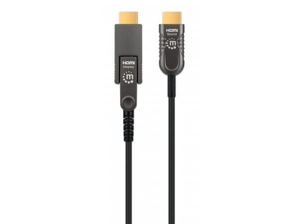 MANHATTAN Active Optical High Speed HDMI fiberoptisk kabel med avtakbar kontakt 4K@60Hz UHD, HDMI hann til Micro HDMI hann (Type D) og avtakbar HDMI