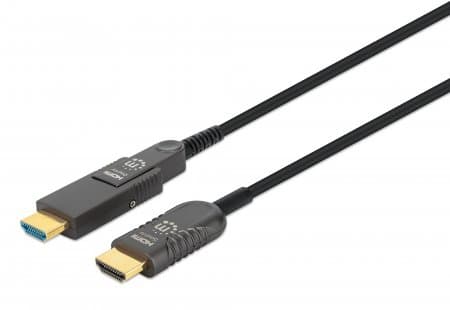 MANHATTAN Active Optical High Speed HDMI fiberoptisk kabel med avtakbar kontakt 4K@60Hz UHD, HDMI hann til Micro HDMI hann (Type D) og avtakbar HDMI