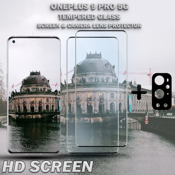 2-Pack OnePlus 9 Pro 5G & 1-Pack linsskydd - Härdat Glas 9H - Super kvalitet 3D