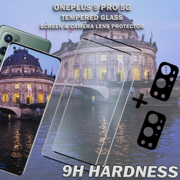 2-Pack OnePlus 9 Pro 5G & 2-Pack linsskydd - Härdat Glas 9H - Super kvalitet 3D