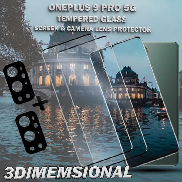 2-Pack OnePlus 9 Pro 5G & 2-Pack linsskydd - Härdat Glas 9H - Super kvalitet 3D