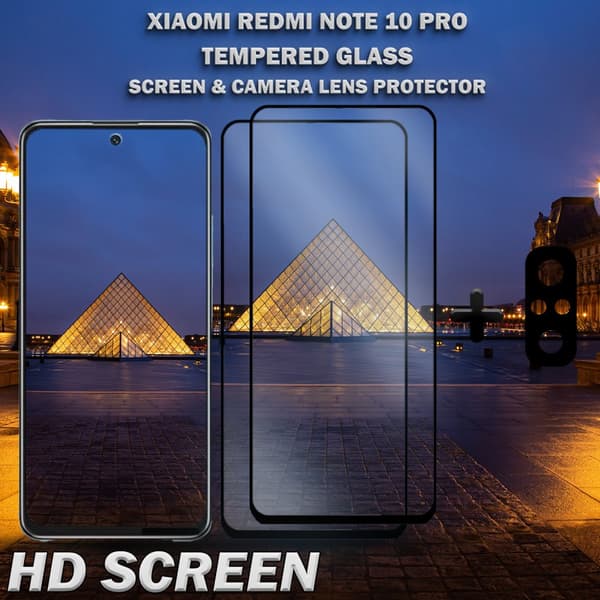 2-pack Xiaomi Redmi Note 10 Pro & 1-Pack linsskydd - Härdat Glas 9H - Super kvalitet 3D