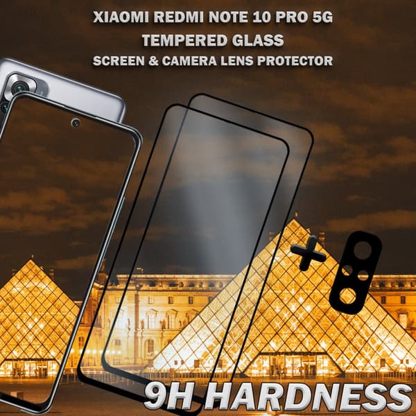 2- pack Xiaomi Redmi Note 10 Pro 5G & 1-Pack linsskydd - Härdat Glas 9H - Super kvalitet 3D