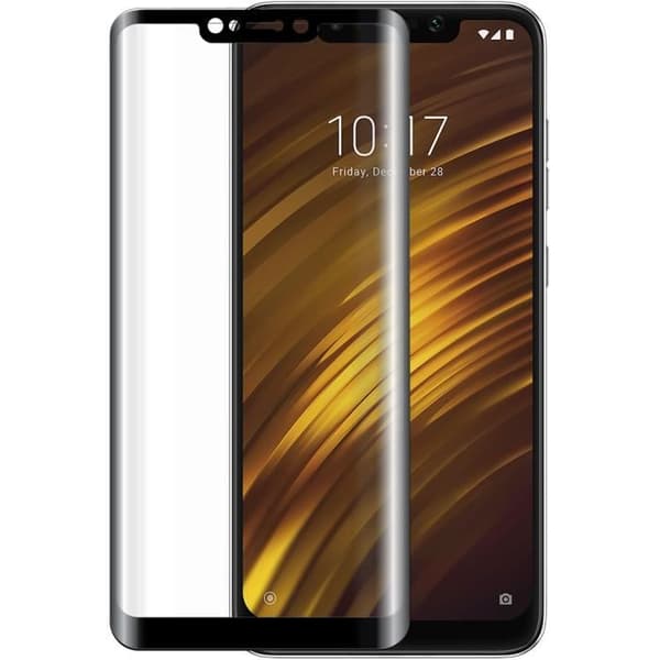 Skärmskydd - Härdat glas - Pocophone F1 - Svart kant - Repbeständig - 2.5D