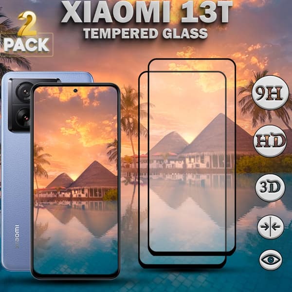 2-pack Xiaomi 13T - Härdat glas 9H - Super kvalitet 3D Skärmskydd
