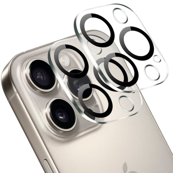 [2-Pack] iPhone 15 Pro Max Linsskydd av Härdat Glas - Skydd för Kamera, Anti-Reptåligt