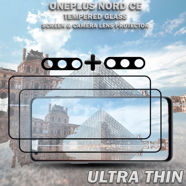 2-Pack OnePlus Nord CE & 2-Pack linsskydd - Härdat Glas 9H - Super kvalitet 3D
