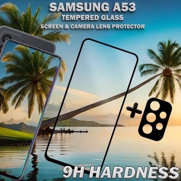 Samsung A53 & 1-Pack linsskydd - Härdat Glas 9H - Super kvalitet 3D