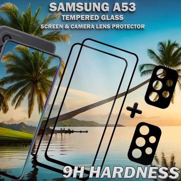 2-Pack Samsung A53 & 1-Pack linsskydd - Härdat Glas 9H - Super kvalitet 3D