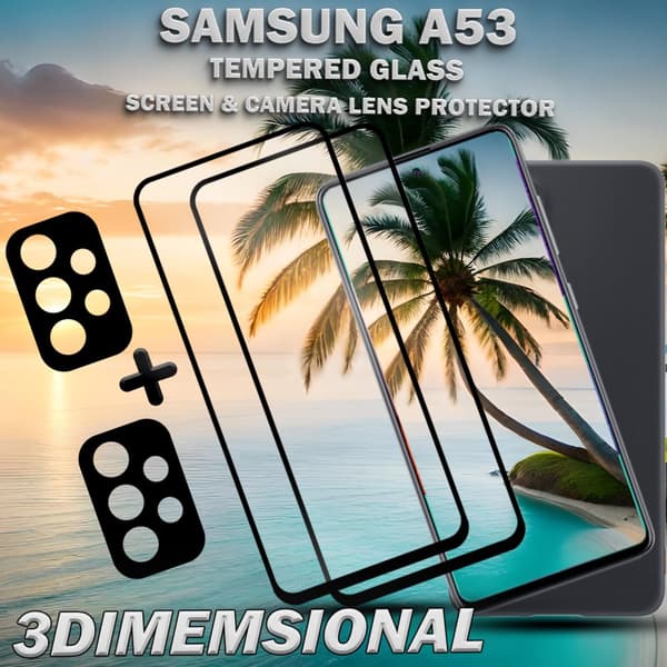 2-Pack Samsung A53 & 1-Pack linsskydd - Härdat Glas 9H - Super kvalitet 3D