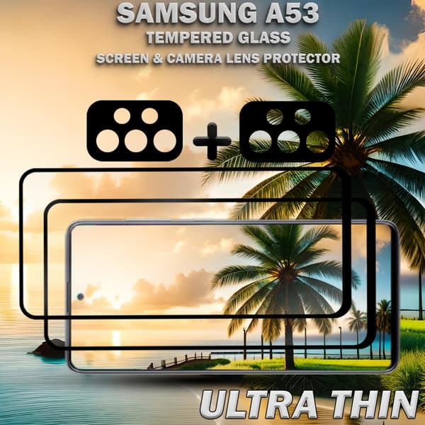 2-Pack Samsung A53 & 1-Pack linsskydd - Härdat Glas 9H - Super kvalitet 3D