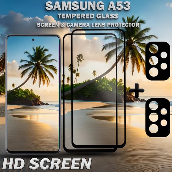 2-Pack Samsung A53 & 1-Pack linsskydd - Härdat Glas 9H - Super kvalitet 3D