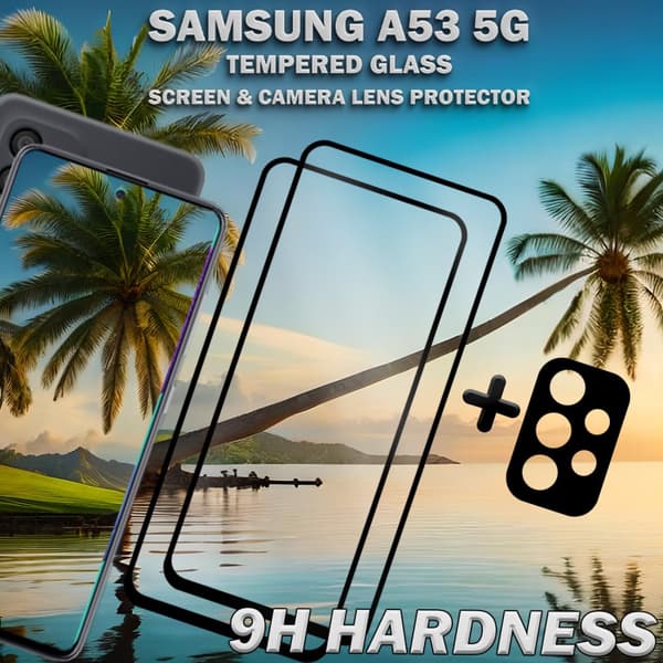 2-Pack Samsung A53 5G & 1-Pack linsskydd - Härdat Glas 9H - Super kvalitet 3D