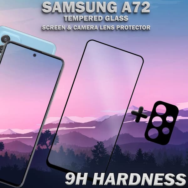 Samsung A72 & 1-Pack linsskydd - Härdat Glas 9H - Super kvalitet 3D