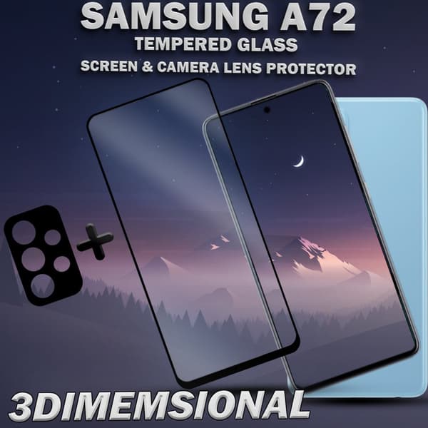 Samsung A72 & 1-Pack linsskydd - Härdat Glas 9H - Super kvalitet 3D