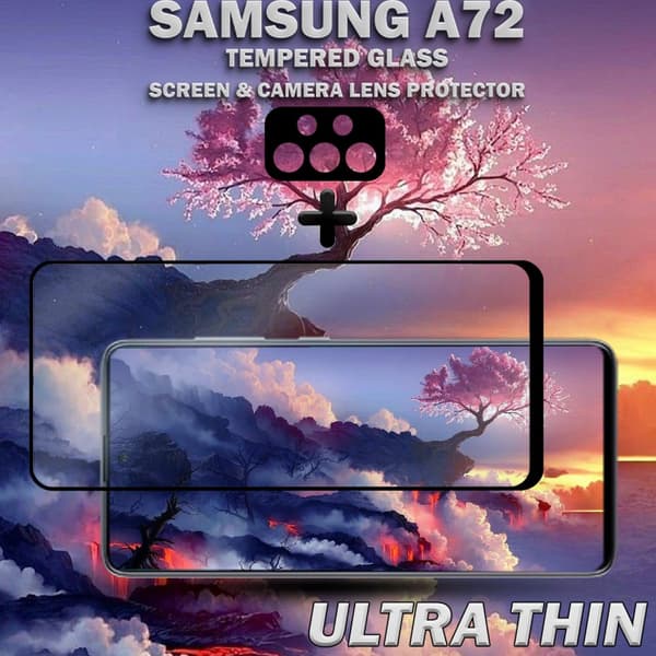 Samsung A72 & 1-Pack linsskydd - Härdat Glas 9H - Super kvalitet 3D