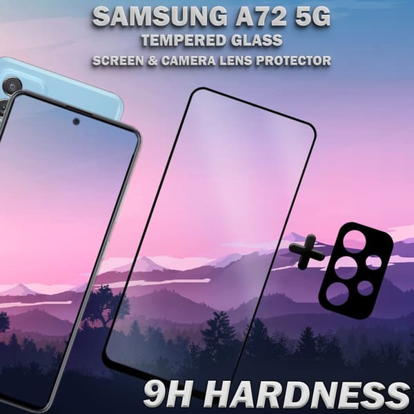 Samsung A72 5G & 1-Pack linsskydd - Härdat Glas 9H - Super kvalitet 3D
