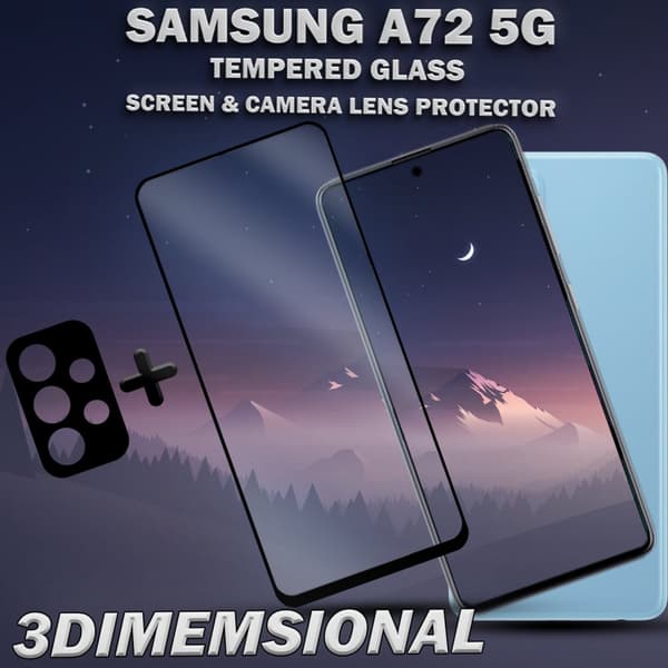 Samsung A72 5G & 1-Pack linsskydd - Härdat Glas 9H - Super kvalitet 3D