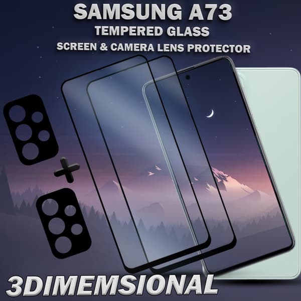 2-Pack Samsung A73 & 2-Pack linsskydd - Härdat Glas 9H - Super kvalitet 3D