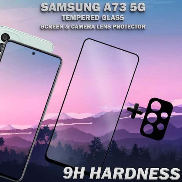 Samsung A73 5G & 1-Pack linsskydd - Härdat Glas 9H - Super kvalitet 3D