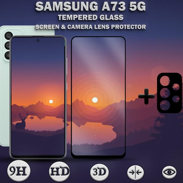 Samsung A73 5G & 1-Pack linsskydd - Härdat Glas 9H - Super kvalitet 3D