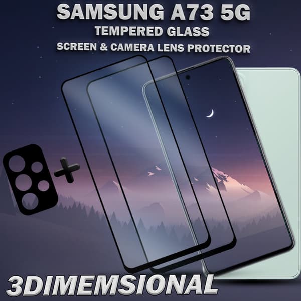 2-Pack Samsung A73 5G & 1-Pack linsskydd - Härdat Glas 9H - Super kvalitet 3D