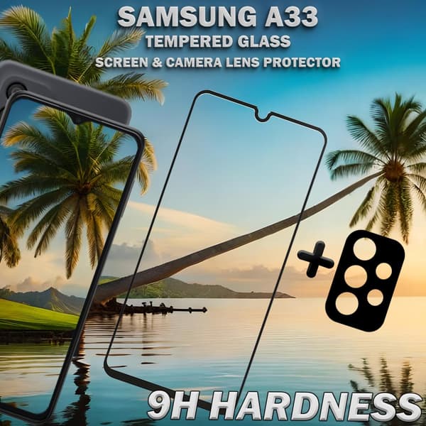 1-Pack Samsung A33 Skärmskydd & 1-Pack linsskydd - Härdat Glas 9H - Super kvalitet 3D