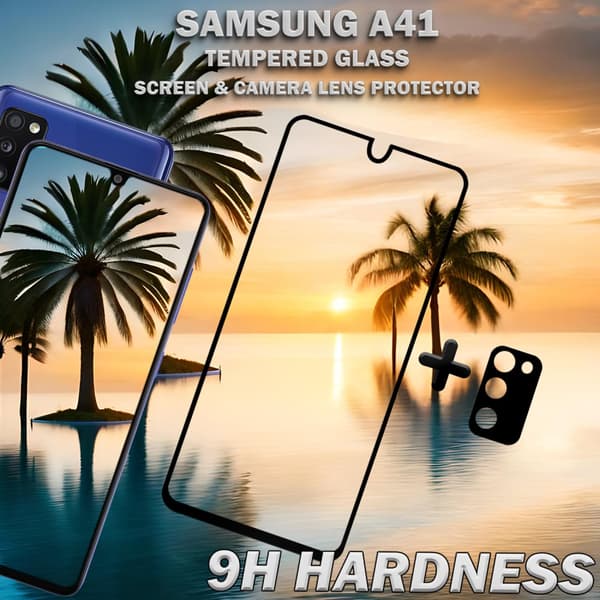 1-Pack Samsung A41 Skärmskydd & 1-Pack linsskydd - Härdat Glas 9H - Super kvalitet 3D