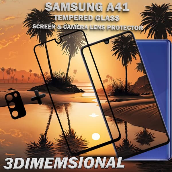 1-Pack Samsung A41 Skärmskydd & 1-Pack linsskydd - Härdat Glas 9H - Super kvalitet 3D