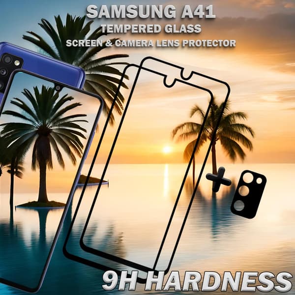 2-Pack Samsung A41 Skärmskydd & 1-Pack linsskydd - Härdat Glas 9H - Super kvalitet 3D