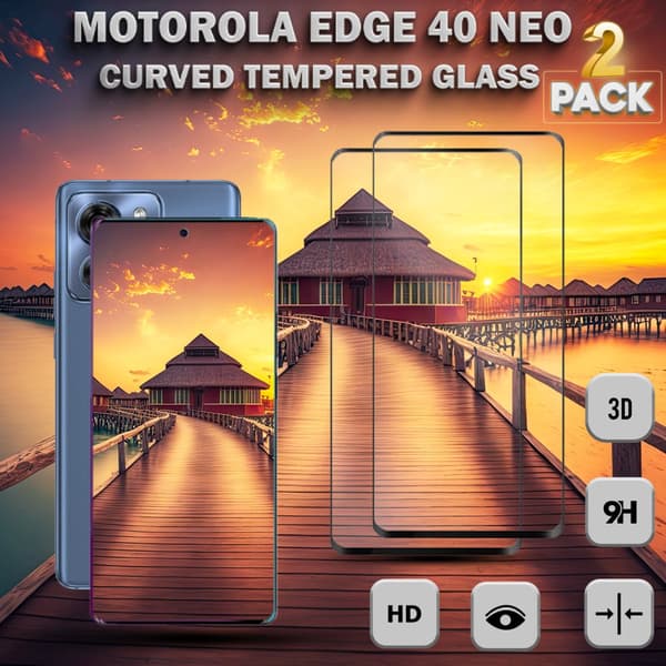 2-Pack Motorola Edge 40 NEO - Härdat Glas 9H - Super kvalitet 3D Skärmskydd