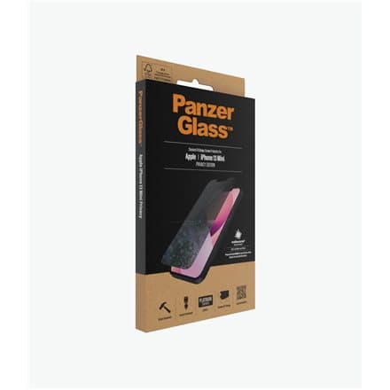 PanzerGlass Apple iPhone 13 Mini Tempered glass Black Privacy Screen Protector Crystal clear; Resistant to scratches and bacteria; Shock absorbing; Ea