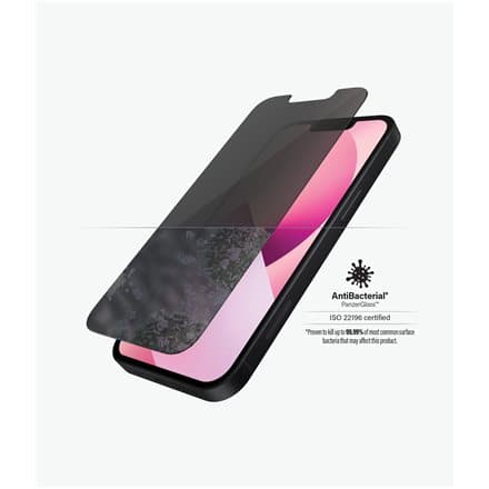 PanzerGlass Apple iPhone 13 Mini Tempered glass Black Privacy Screen Protector Crystal clear; Resistant to scratches and bacteria; Shock absorbing; Ea
