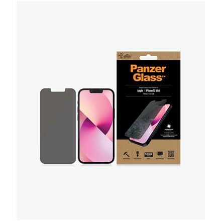 PanzerGlass Apple iPhone 13 Mini Tempered glass Black Privacy Screen Protector Crystal clear; Resistant to scratches and bacteria; Shock absorbing; Ea