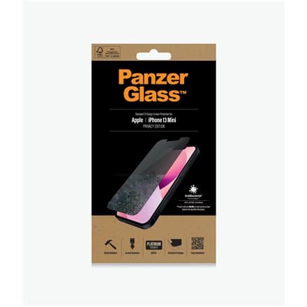 PanzerGlass Apple iPhone 13 Mini Tempered glass Black Privacy Screen Protector Crystal clear; Resistant to scratches and bacteria; Shock absorbing; Ea