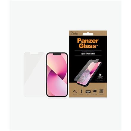 PanzerGlass Clear Screen Protector Apple iPhone 13 Mini Tempered glass Antibacterial glass; Resistant to scratches and bacteria; Shock absorbing; Easy