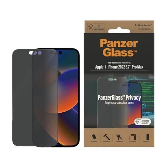 Skyddsglas - PanzerGlass - iPhone 14 Pro Max - Sekretess - Härdat glas - Repbeständig