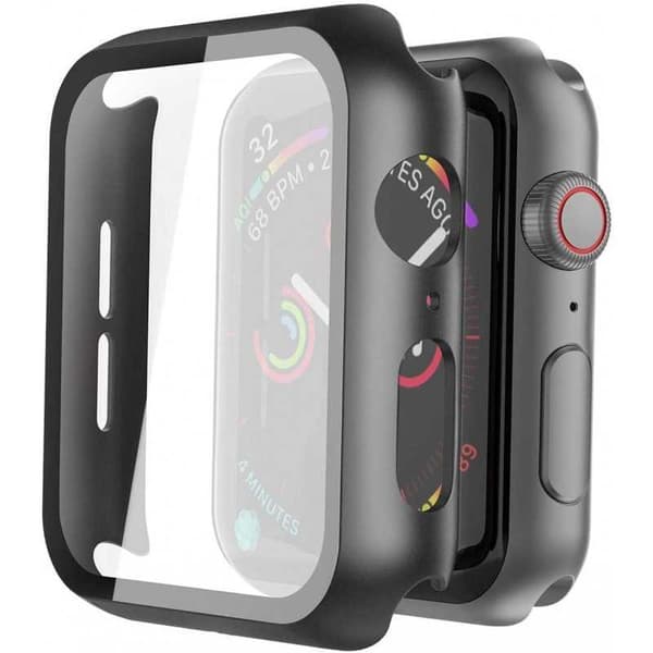 2in1 Stötdämpande Skal 9H Härdat Glas Apple Watch 38mm - Svart