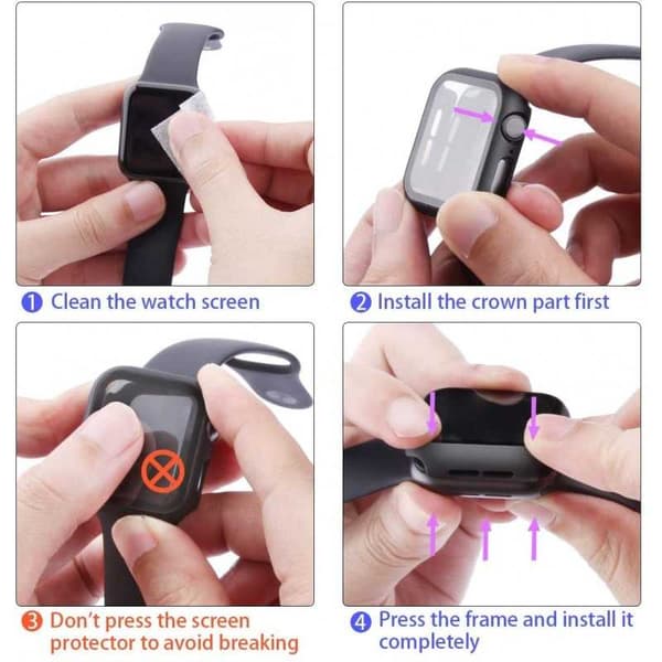 2in1 Stötdämpande Skal 9H Härdat Glas Apple Watch 41mm - Svart
