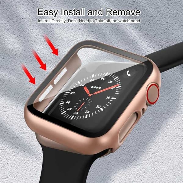 2in1 Stötdämpande Skal 9H Härdat Glas Apple Watch 41mm - Rosegold