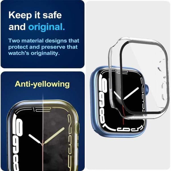 2in1 Iskunvaimennuskuori 9H karkaistu lasi Apple Watch 45mm - Transparent