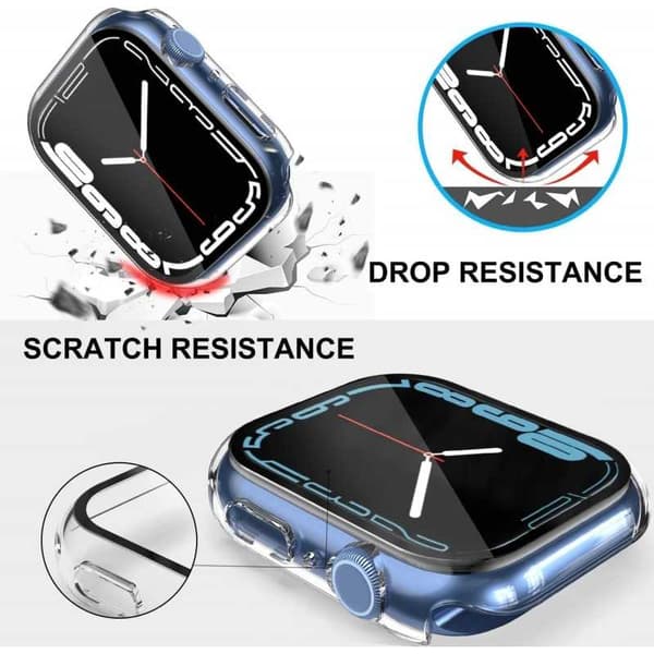2in1 Iskunvaimennuskuori 9H karkaistu lasi Apple Watch 45mm - Transparent
