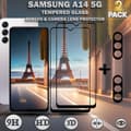 Miniatyrbild 1 av 5: 2-Pack Samsung A14 5G Skärmskydd & 2-Pack linsskydd - Härdat Glas 9H - Super kvalitet 3D