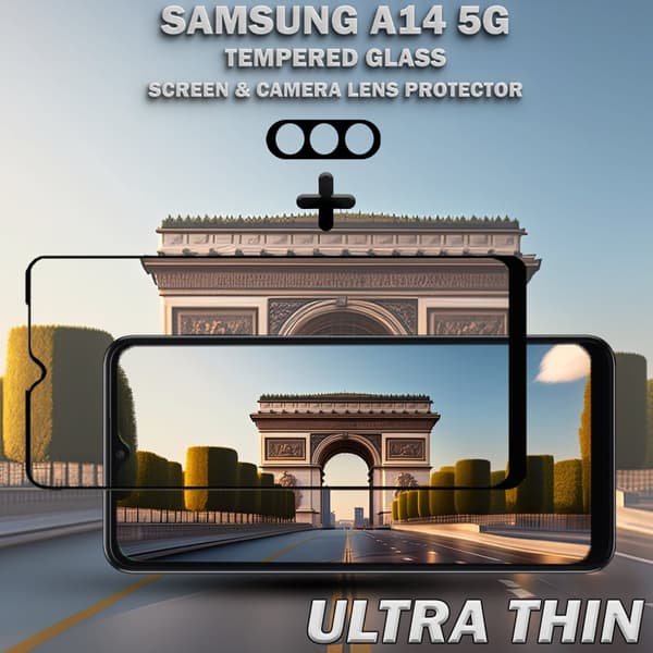 1-Pack Samsung A14 5G Skärmskydd & 1-Pack linsskydd - Härdat Glas 9H - Super kvalitet 3D