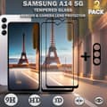 Miniatyrbild 1 av 5: 2-Pack Samsung A14 5G Skärmskydd & 1-Pack linsskydd - Härdat Glas 9H - Super kvalitet 3D