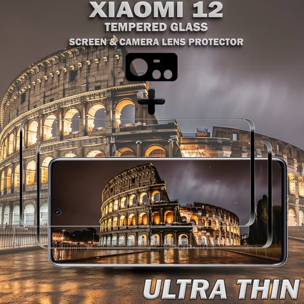 2-Pack XIAOMI 12 Skärmskydd & 1-Pack linsskydd - Härdat Glas 9H - Topp kvalitet 3D